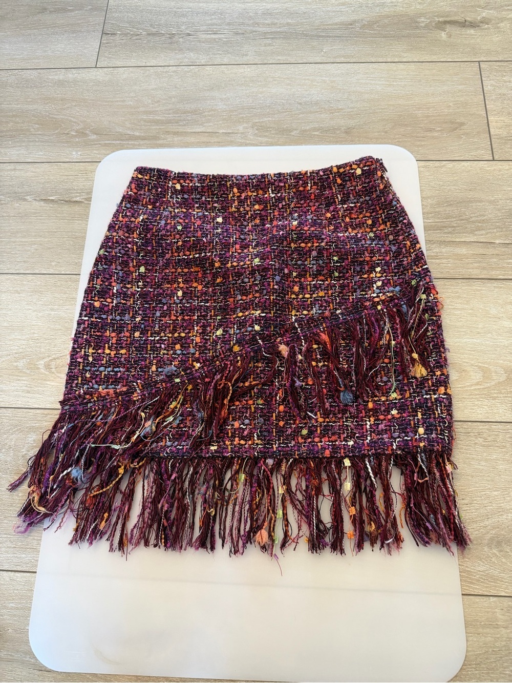 Zara Woman Multicolor Tweed Fringe Mini Skirt Bouclé Asymmetrical Size XS - Picture 3 of 4